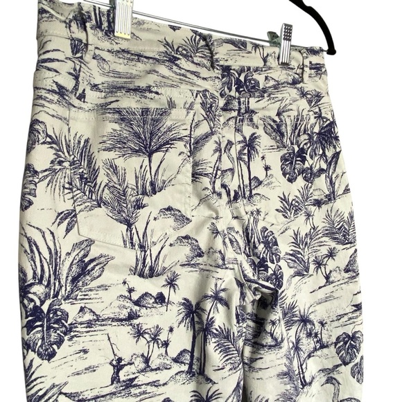 J McLaughlin Alma Pant Heron white with navy Toile printed denim pants SZ-4 - Picture 6 of 11